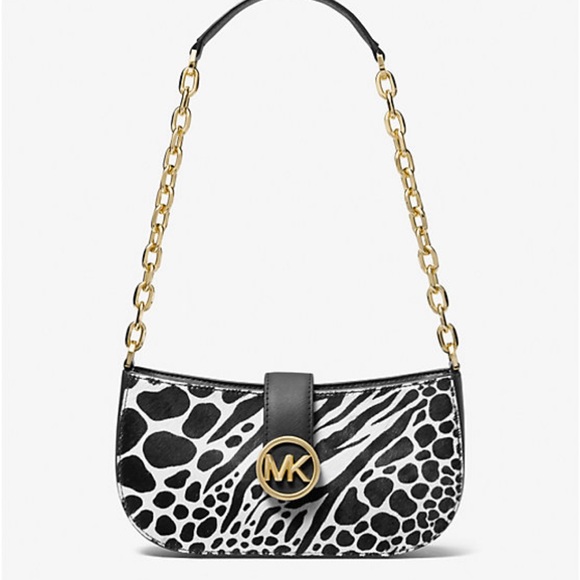 Michael KorsCarmen Small Black Haircalf Pouchette ShoulderCrossbody Bag